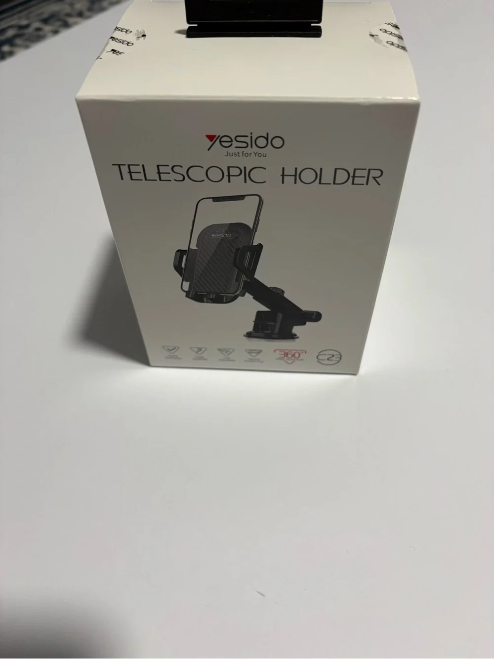 Yesido C23 Black Telescopic Phone Holder 360- Car Mount Black